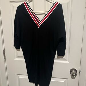 Express Black Dress with Red and White Accents